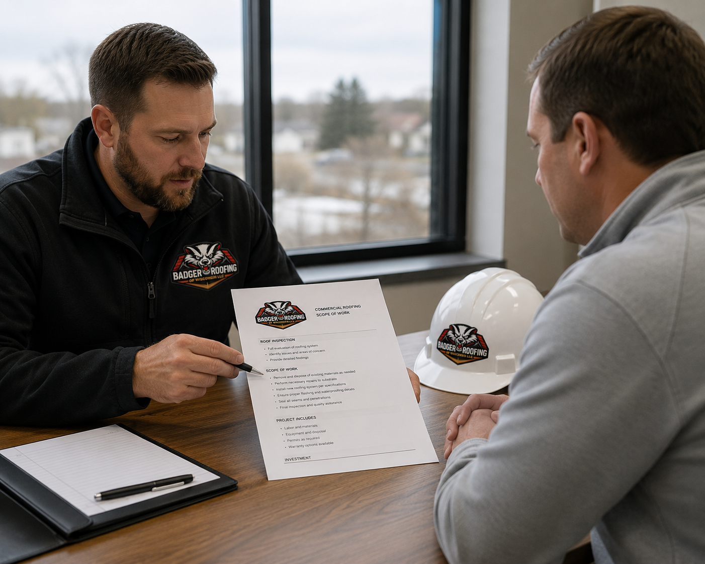 commercial roof repair written scope quote Stoughton WI - Badger Roofing of Wisconsin