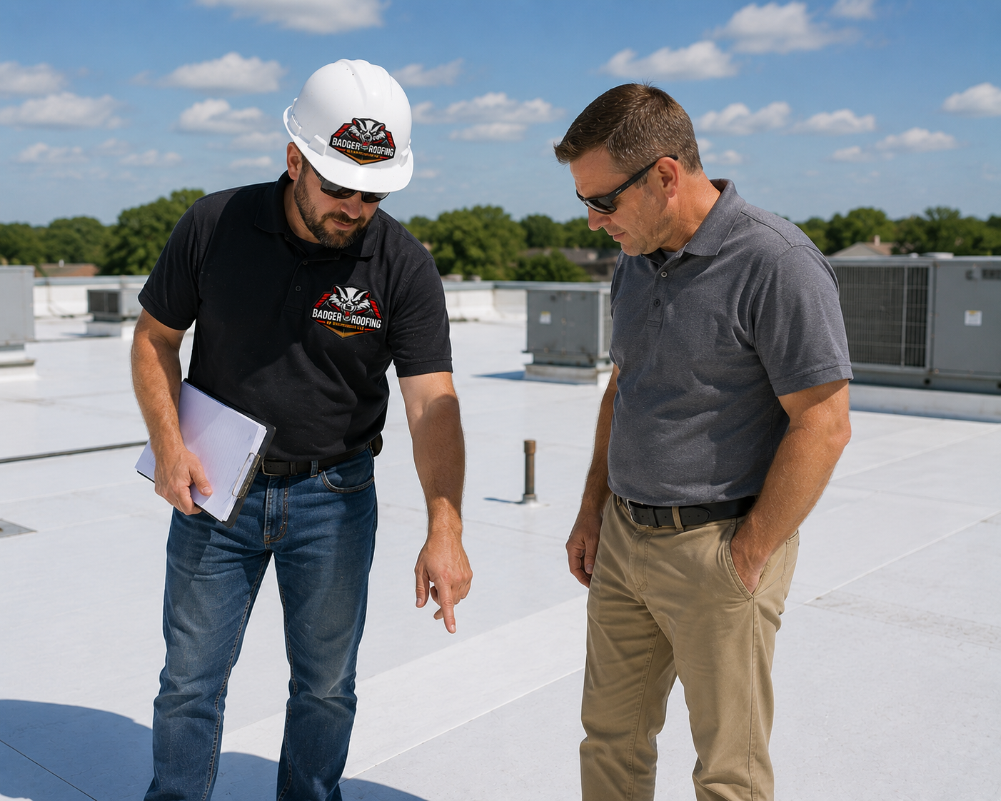 commercial roof repair walkthrough warranty Stoughton WI - Badger Roofing of Wisconsin