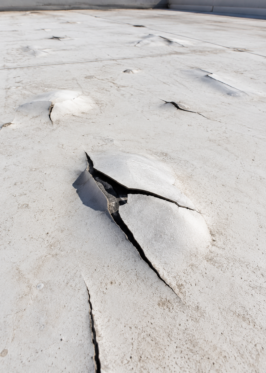 membrane splits and blistering commercial flat roof - Badger Roofing of Wisconsin