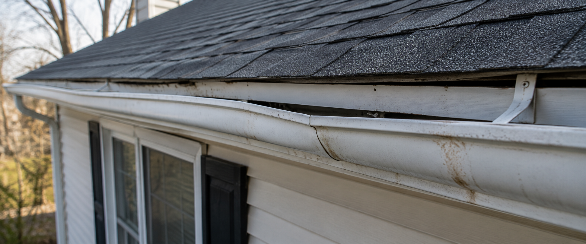 sagging gutters pulling away from fascia Stoughton WI - Badger Roofing of Wisconsin