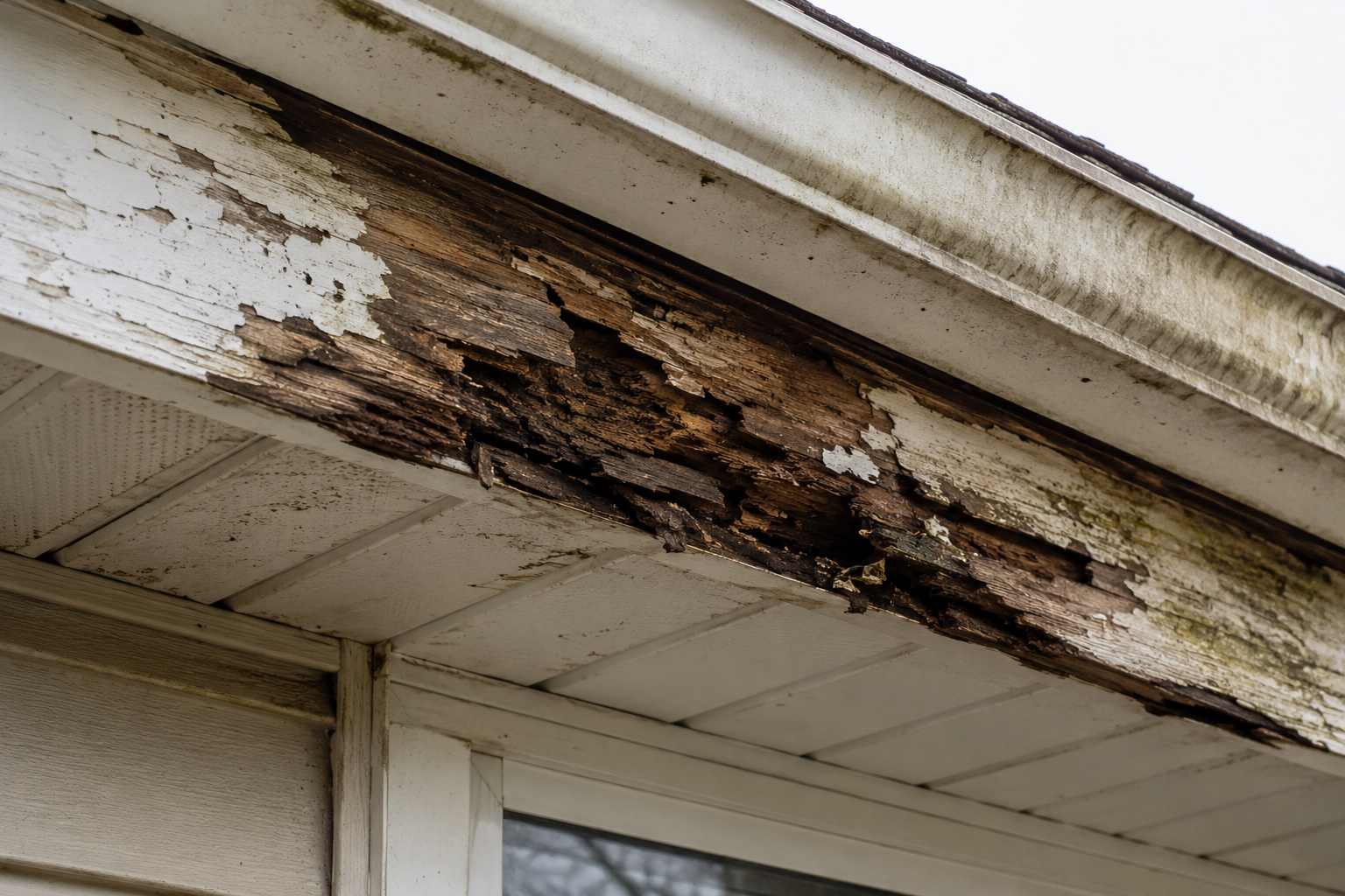 fascia soffit water damage from gutters Stoughton WI - Badger Roofing of Wisconsin