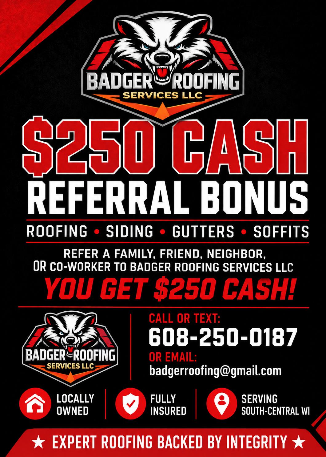 Badger Roofing Services referral program | roofing contractor Madison WI