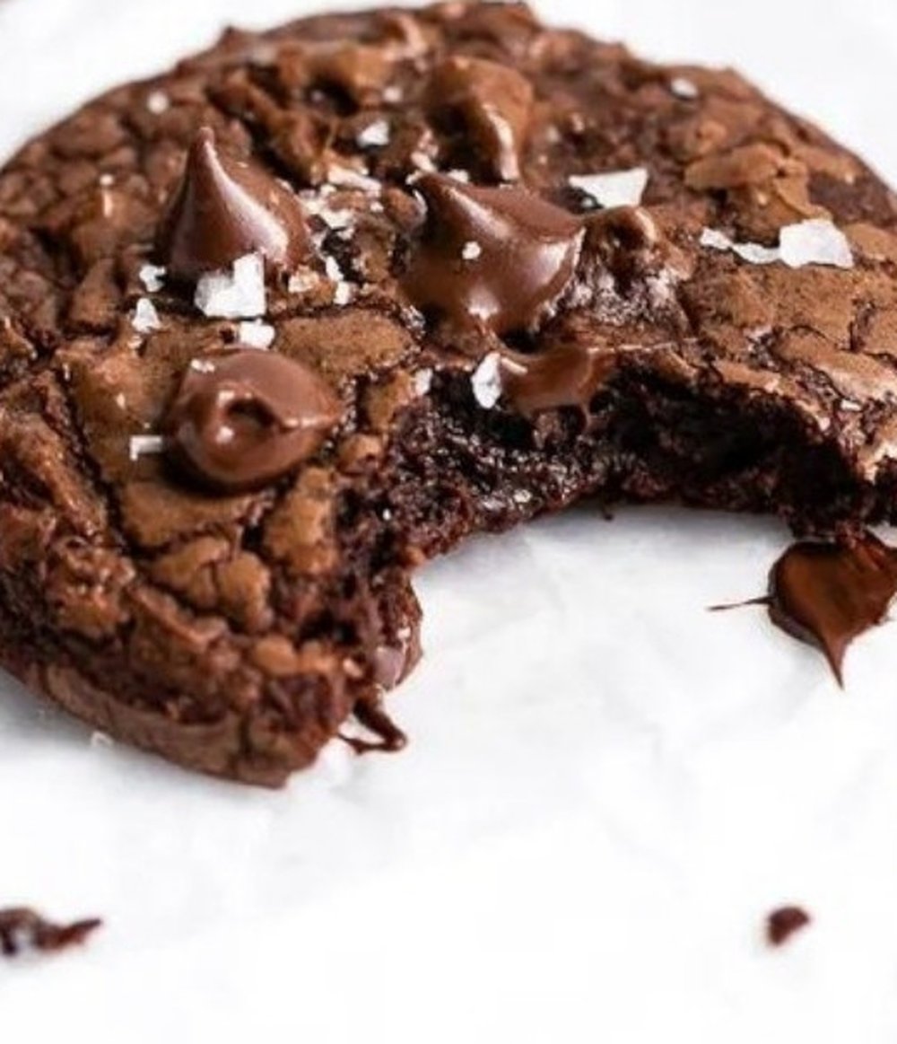 Air fryer protein brownie cookie with melted chocolate chips, 16g protein per serving