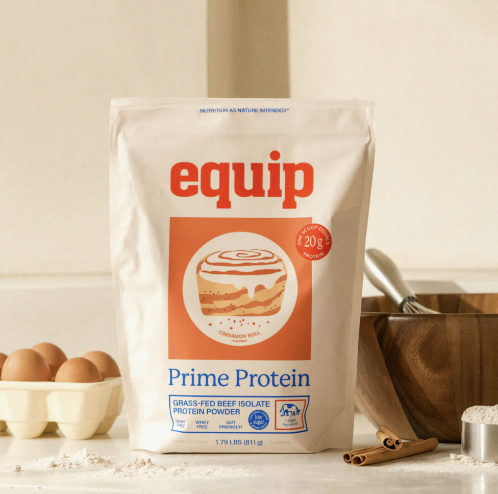 Equip Prime Protein grass-fed beef isolate protein powder bag