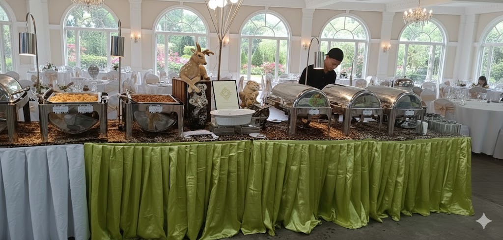 Elegant buffet setup, 150 guests