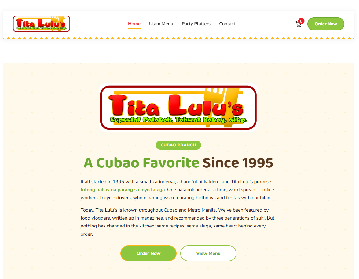Tita Lulu's Carinderia website