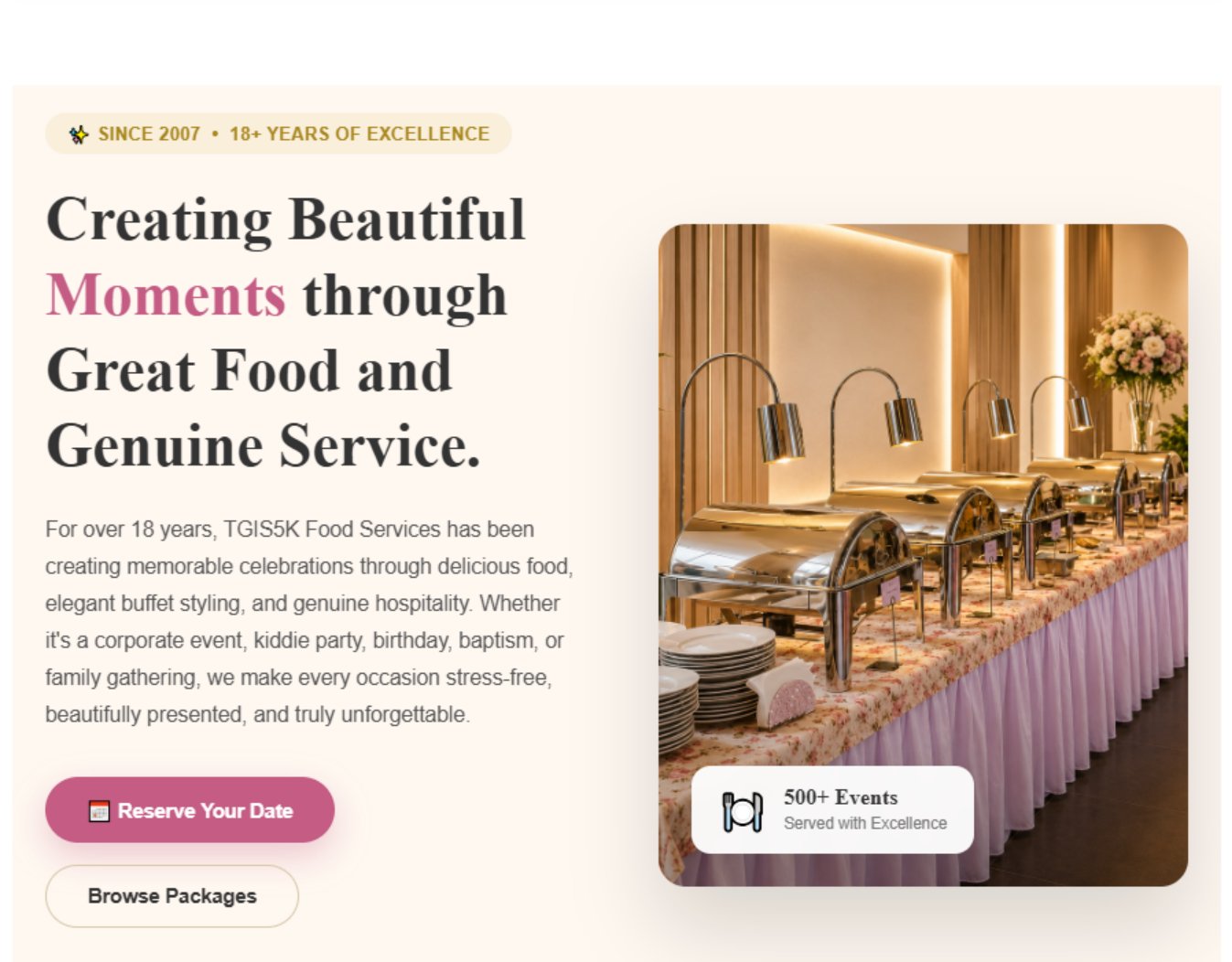 TGIS5K Food Services website