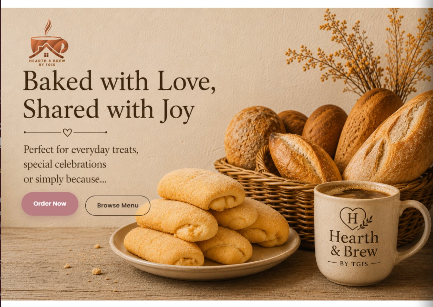 Hearth & Brew bakery website