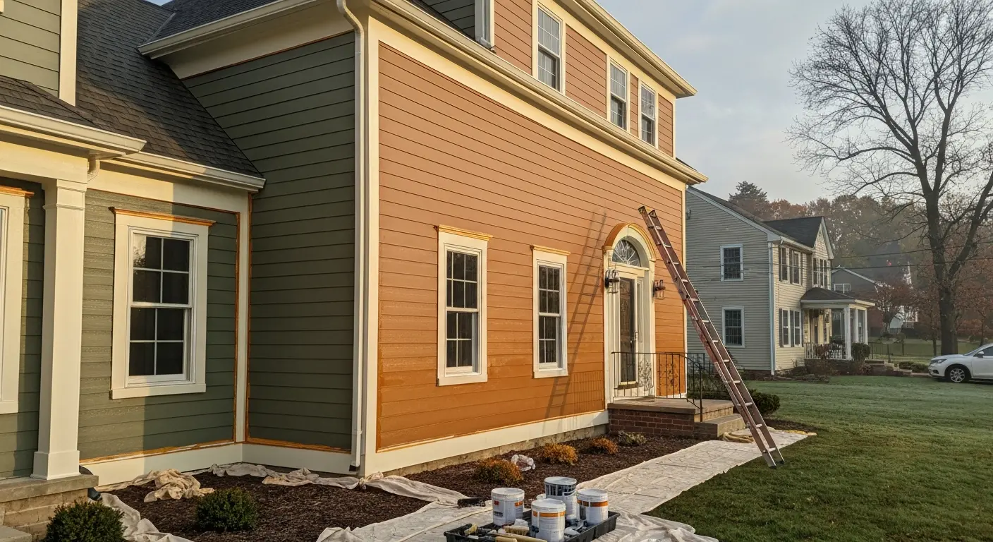 Exterior painting on Latrobe residence