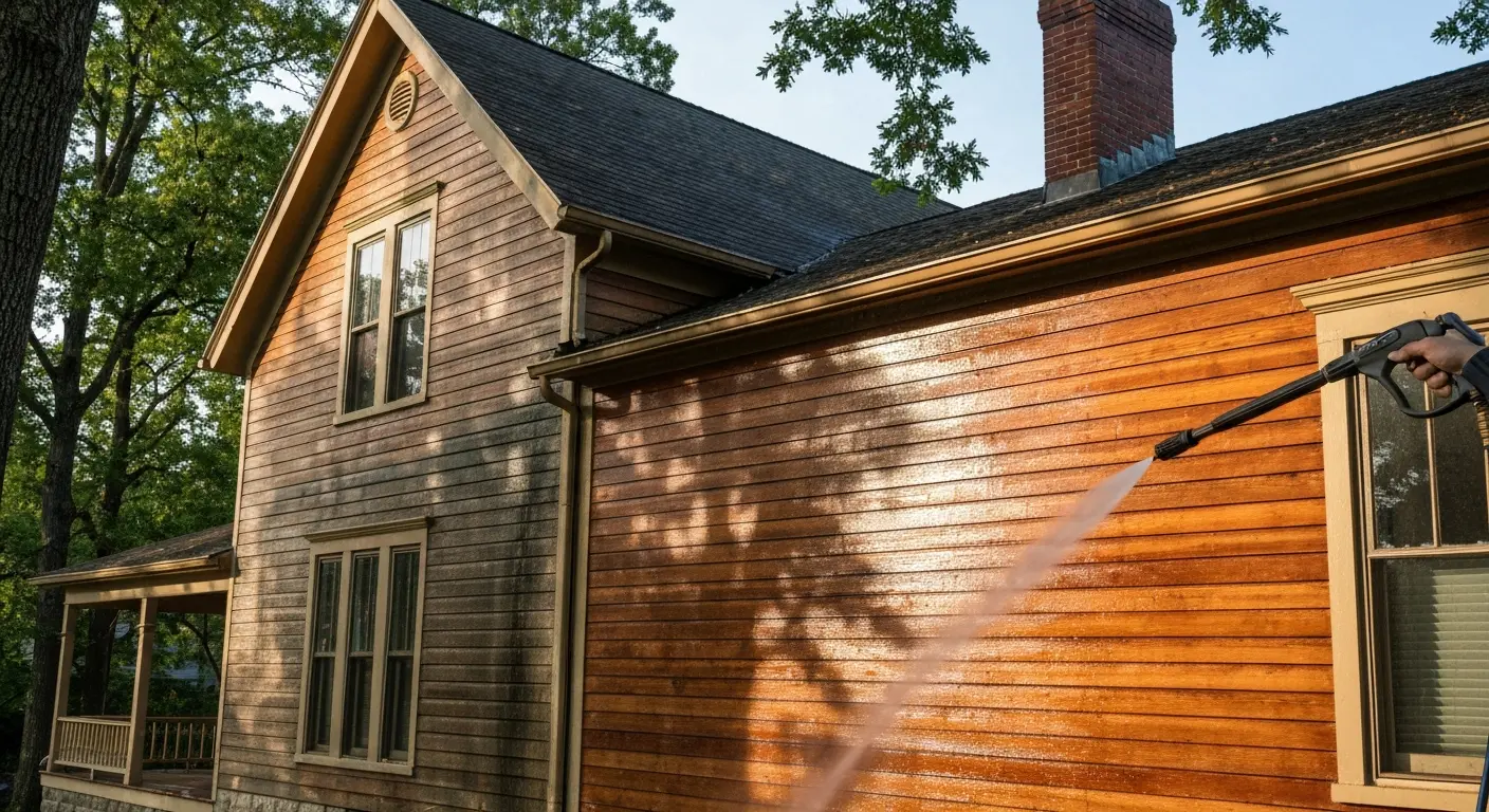 Wood siding pressure washing service