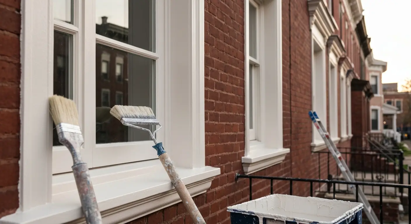 Exterior house painting on South Side rowhouse
