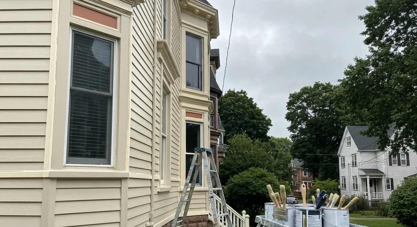Exterior painting on Squirrel Hill home