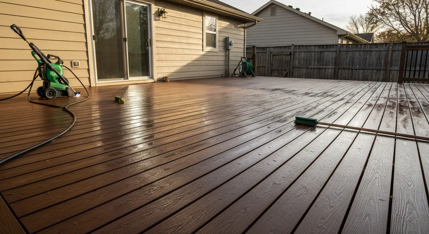 Composite deck cleaning
