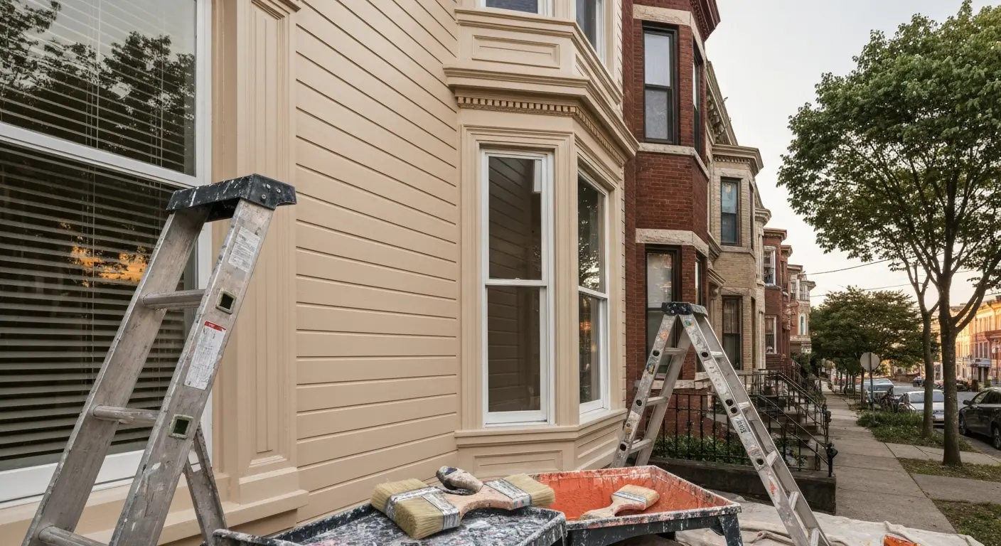 Exterior painting on Victorian home