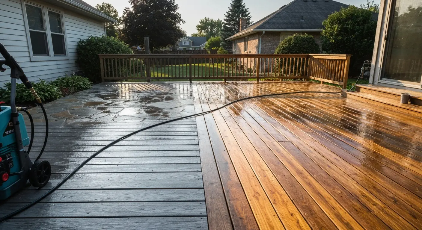 Deck and patio pressure washing