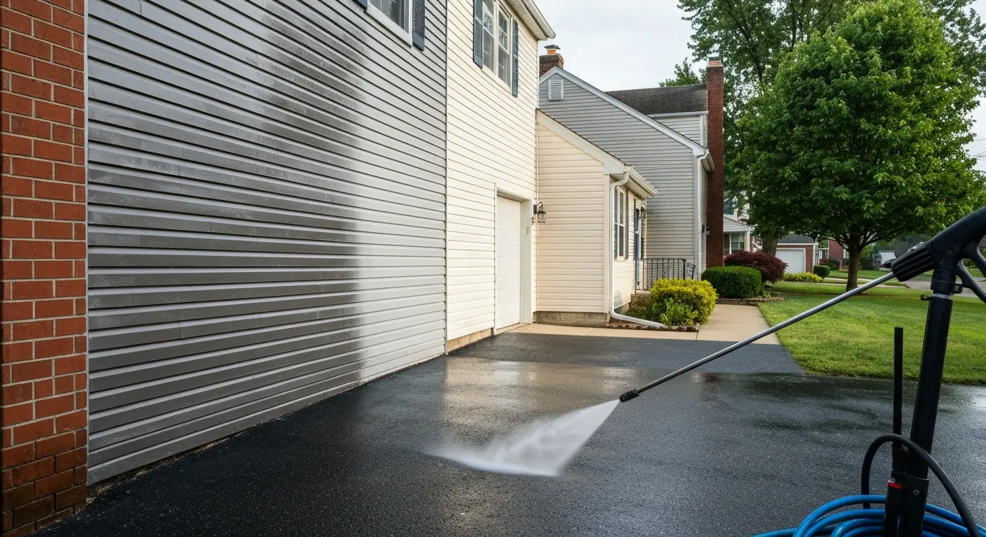 House exterior pressure washing
