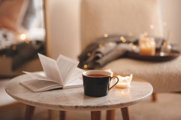 A cup of tea on a table in a quiet living room
