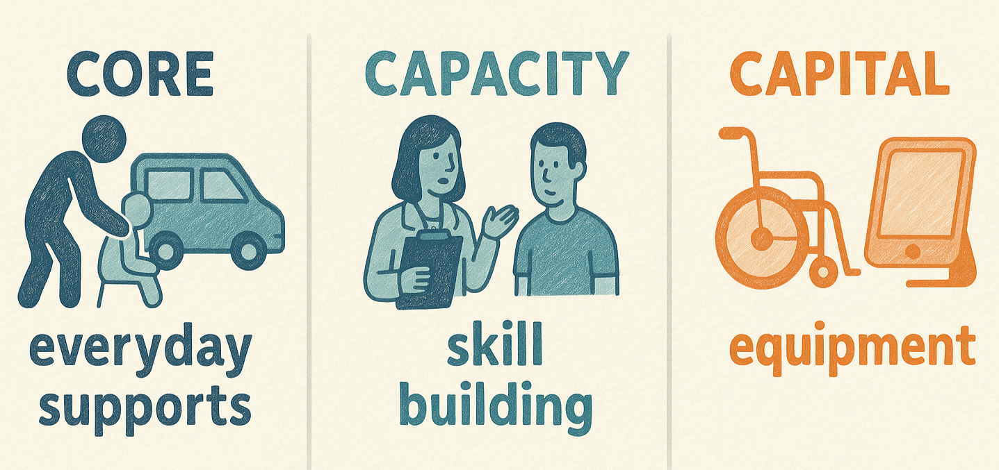 Graphic comparing Core, Capacity Building, and Capital budgets