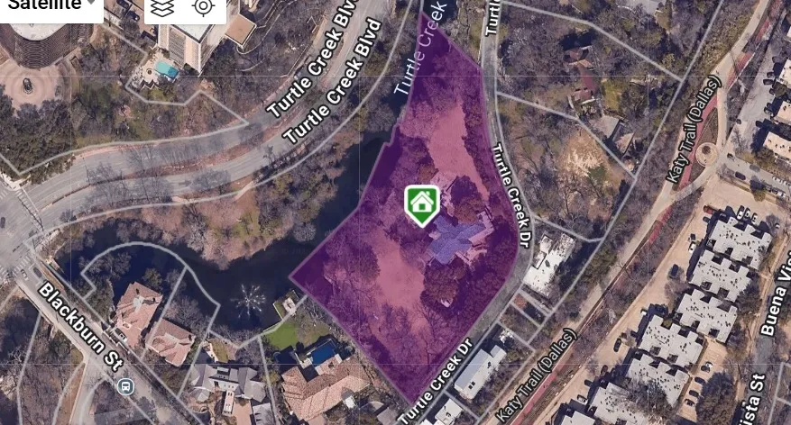 map of luxury property in Turtle Cree Dr in DFW