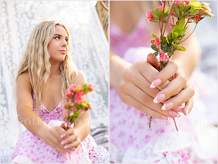 senior pictures with lace background and flowers senior pictures with lace background and flowers