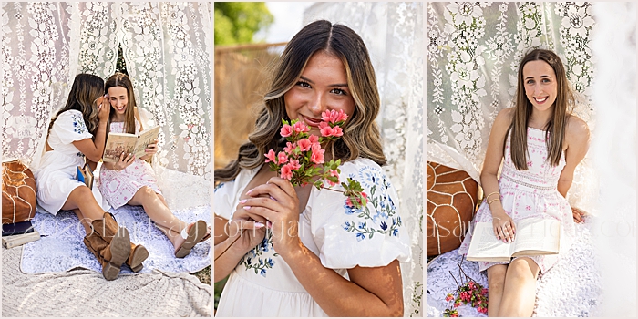 senior pictures with lace background and flowers senior pictures with lace background and flowers