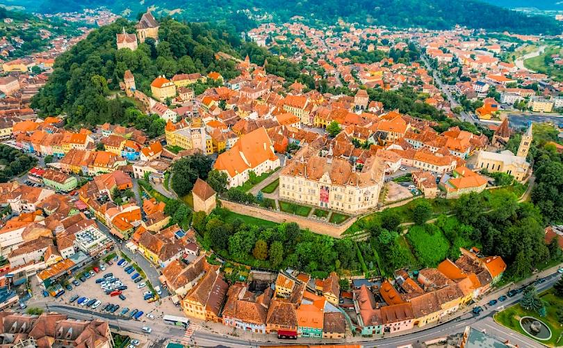 Sighișoara Clock Tower or medieval citadel view