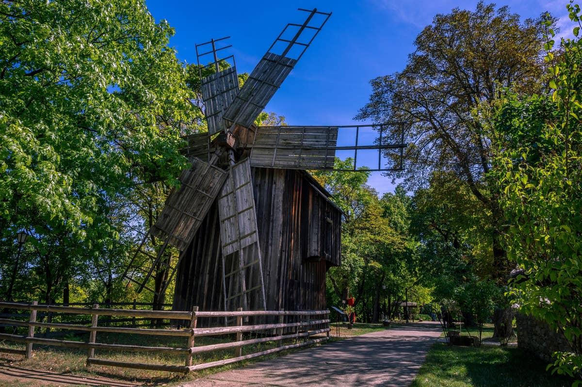 Traditional Romanian village museum setting in Bucharest
