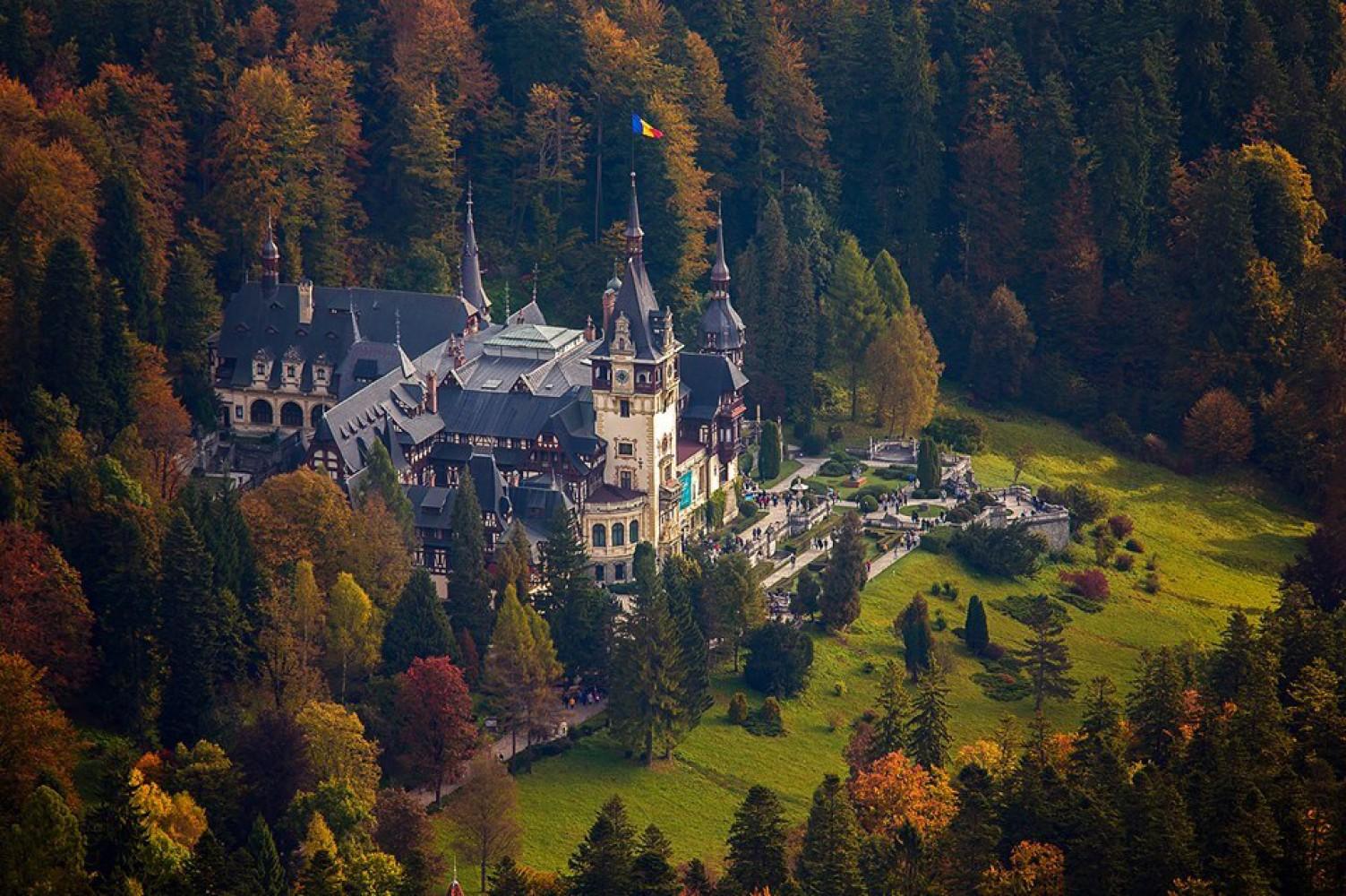 Sinaia mountain scenery and town center