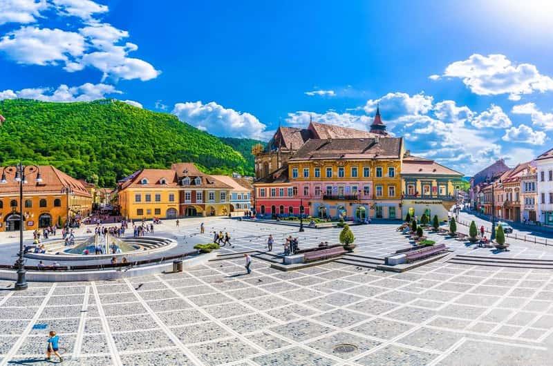 Brașov historic center and celebration atmosphere