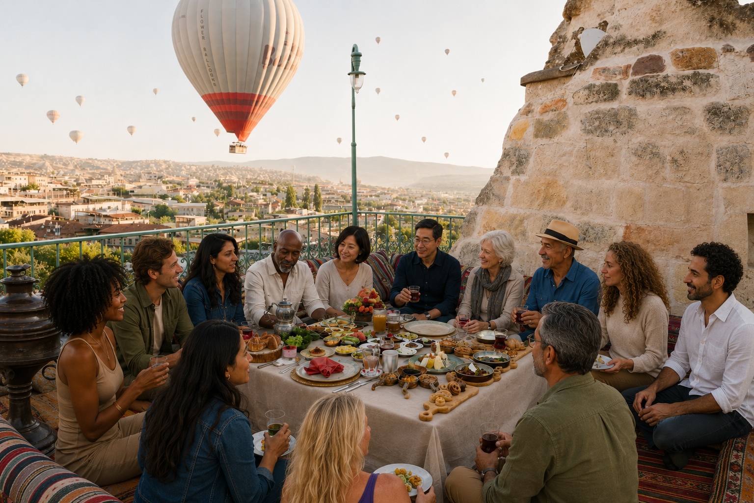Cave hotel room and stone architecture in Cappadocia