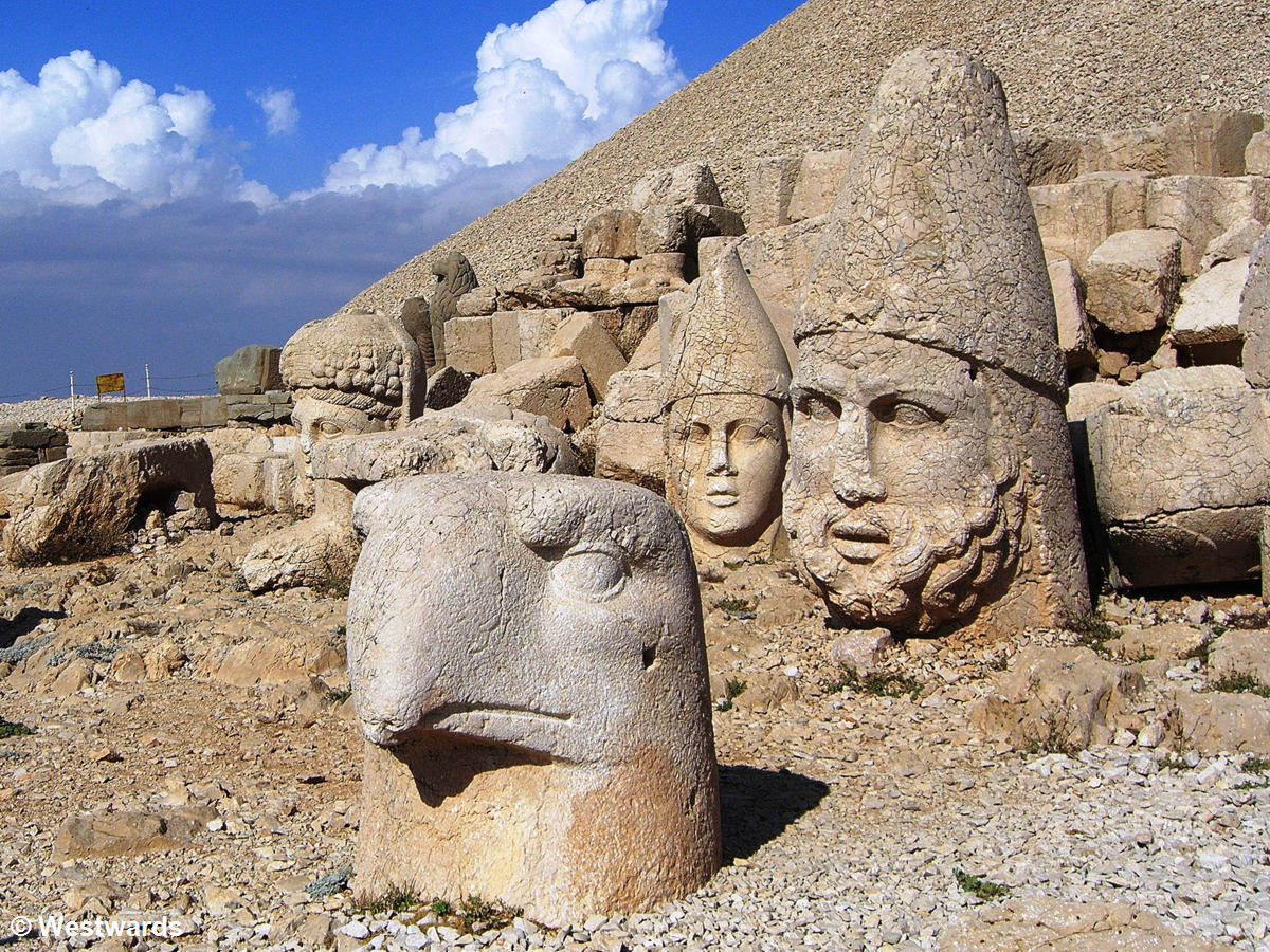 Stone heads at Mount Nemrut in Turkey