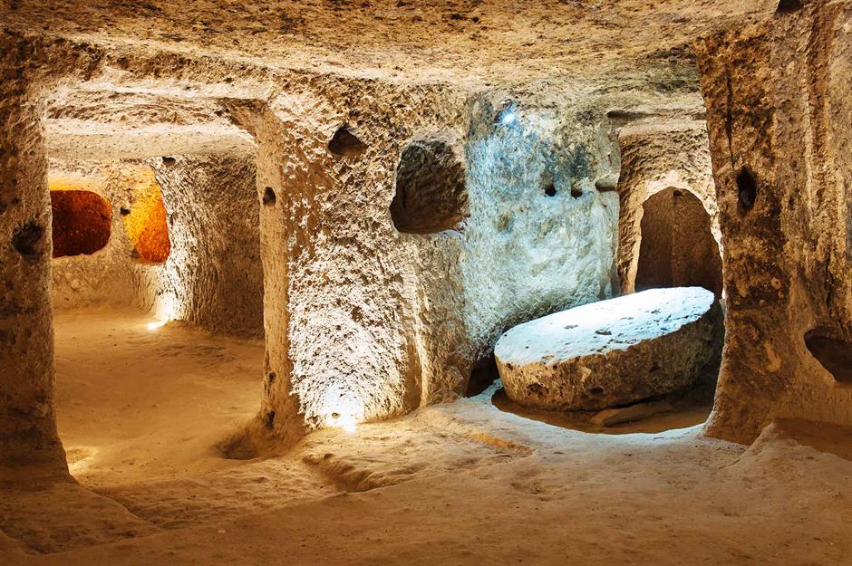 Stone passage inside Derinkuyu Underground City