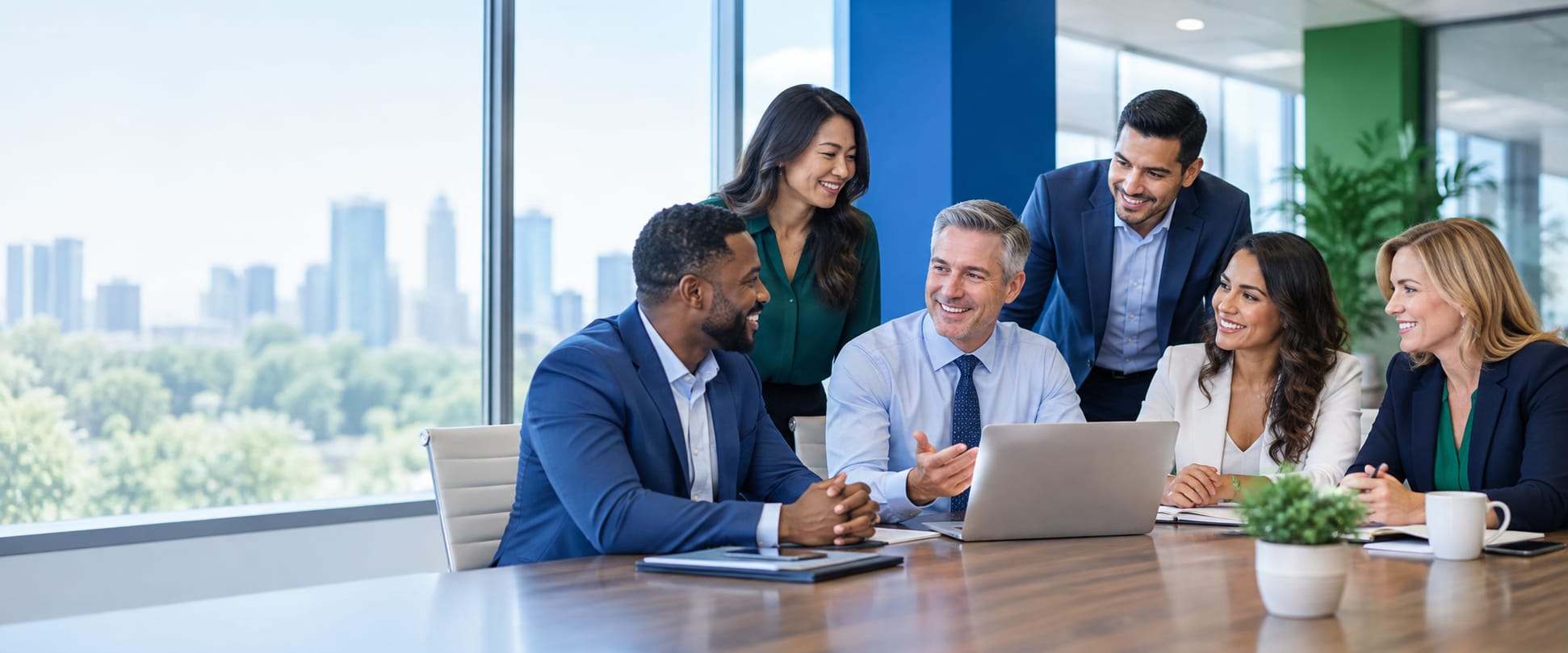 Business team reviewing group health insurance options