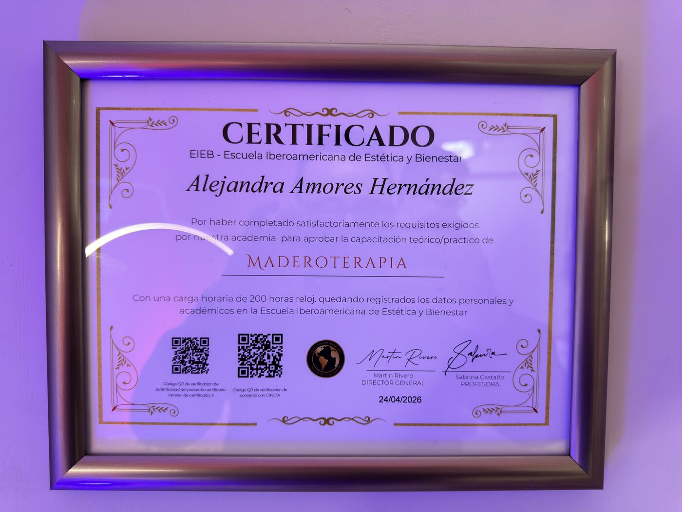 Certificado Maderoterapia