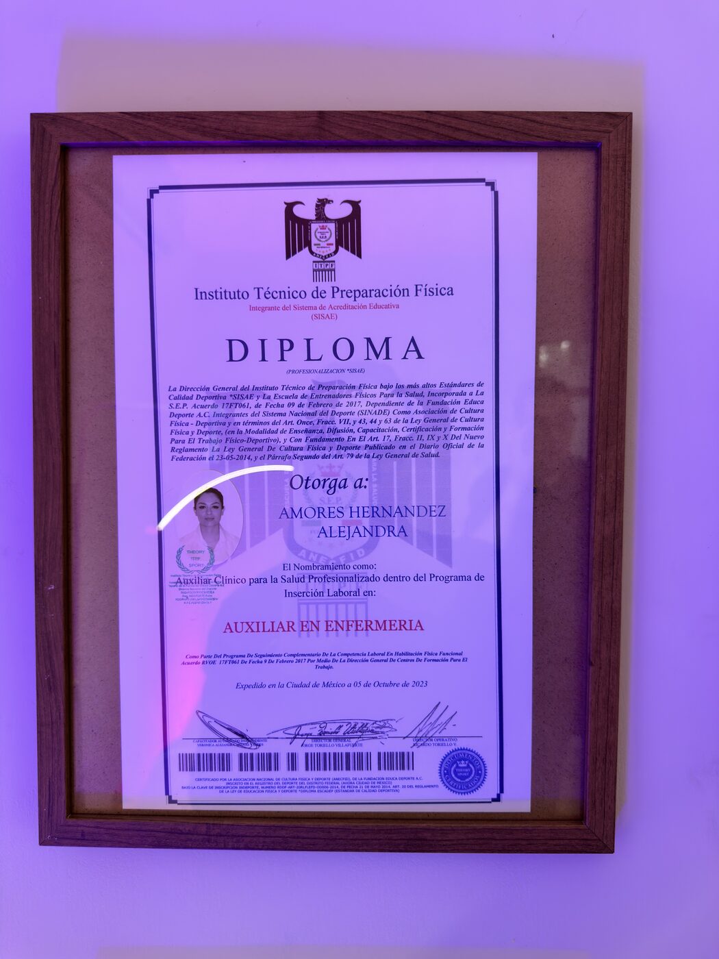 Diploma Auxiliar de Enfermería