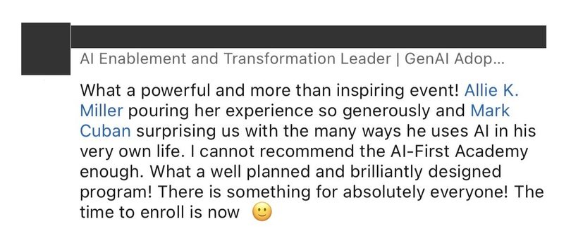 Nina Araujo on LinkedIn: a powerful and inspiring event, recommends the AI-First Academy