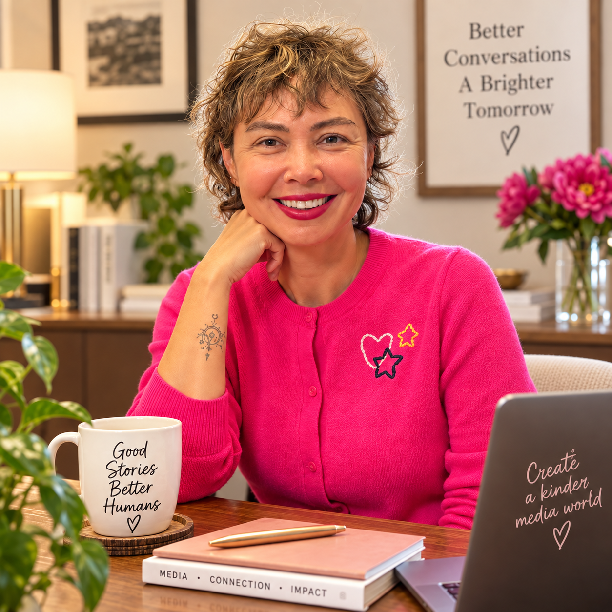 Jani Moon at her desk in her coaching studio