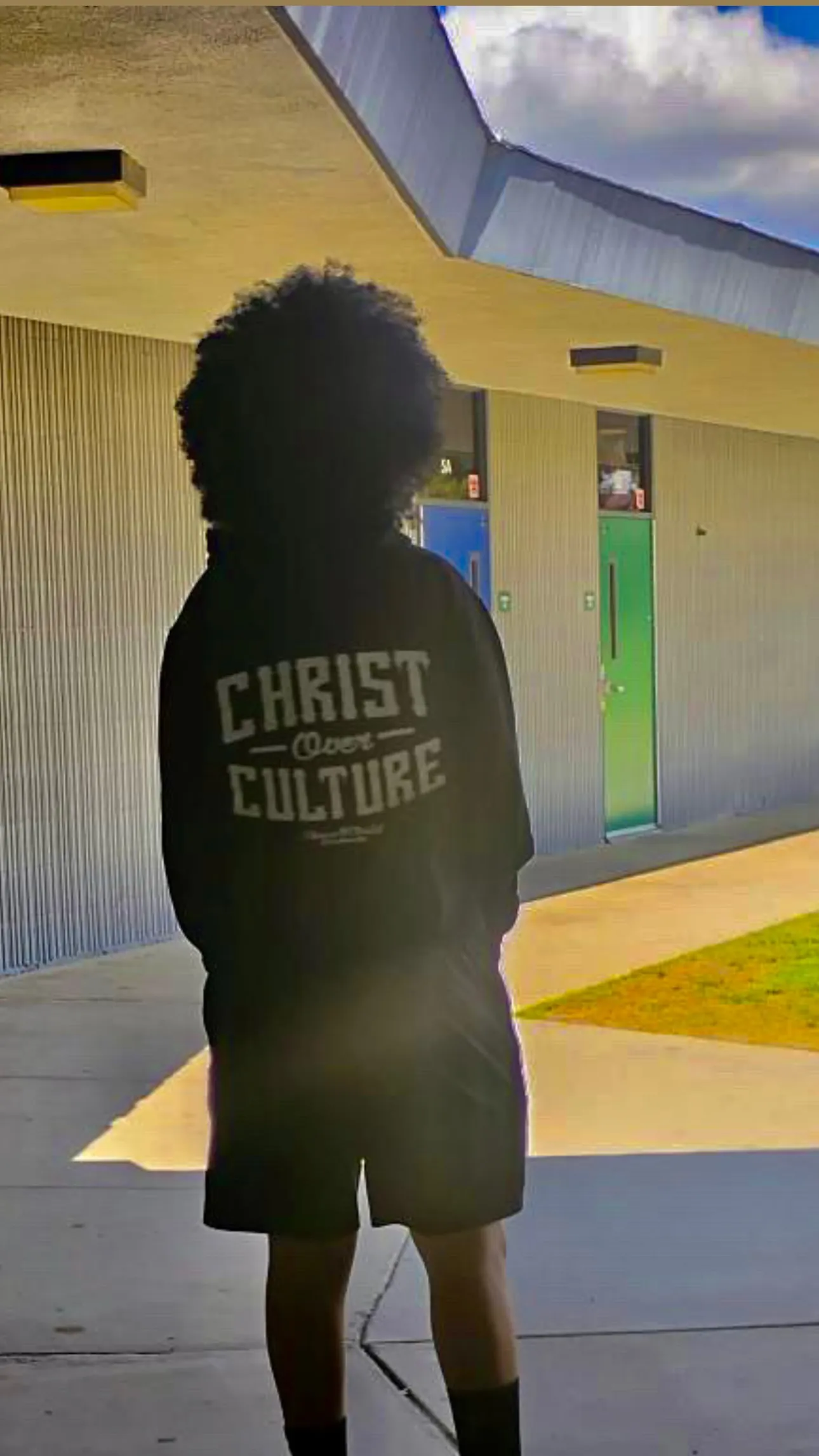 Christ Over Culture hoodie detail