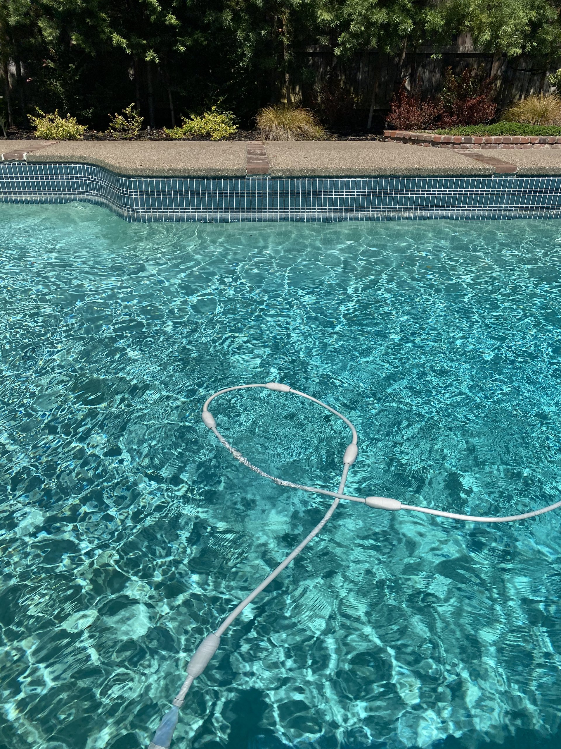 Backyard pool and spa with clear turquoise water