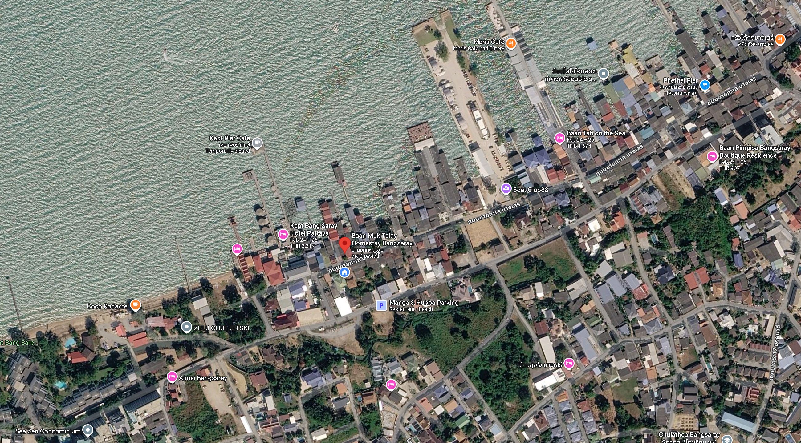 Map view of Baan Muk Talay homestay location in Bang Sare, Thailand