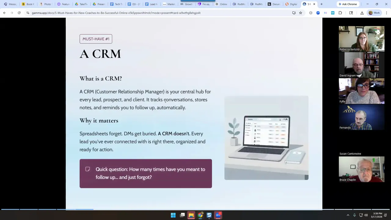 Slide explaining what a CRM is and why it matters for managing leads and follow-up