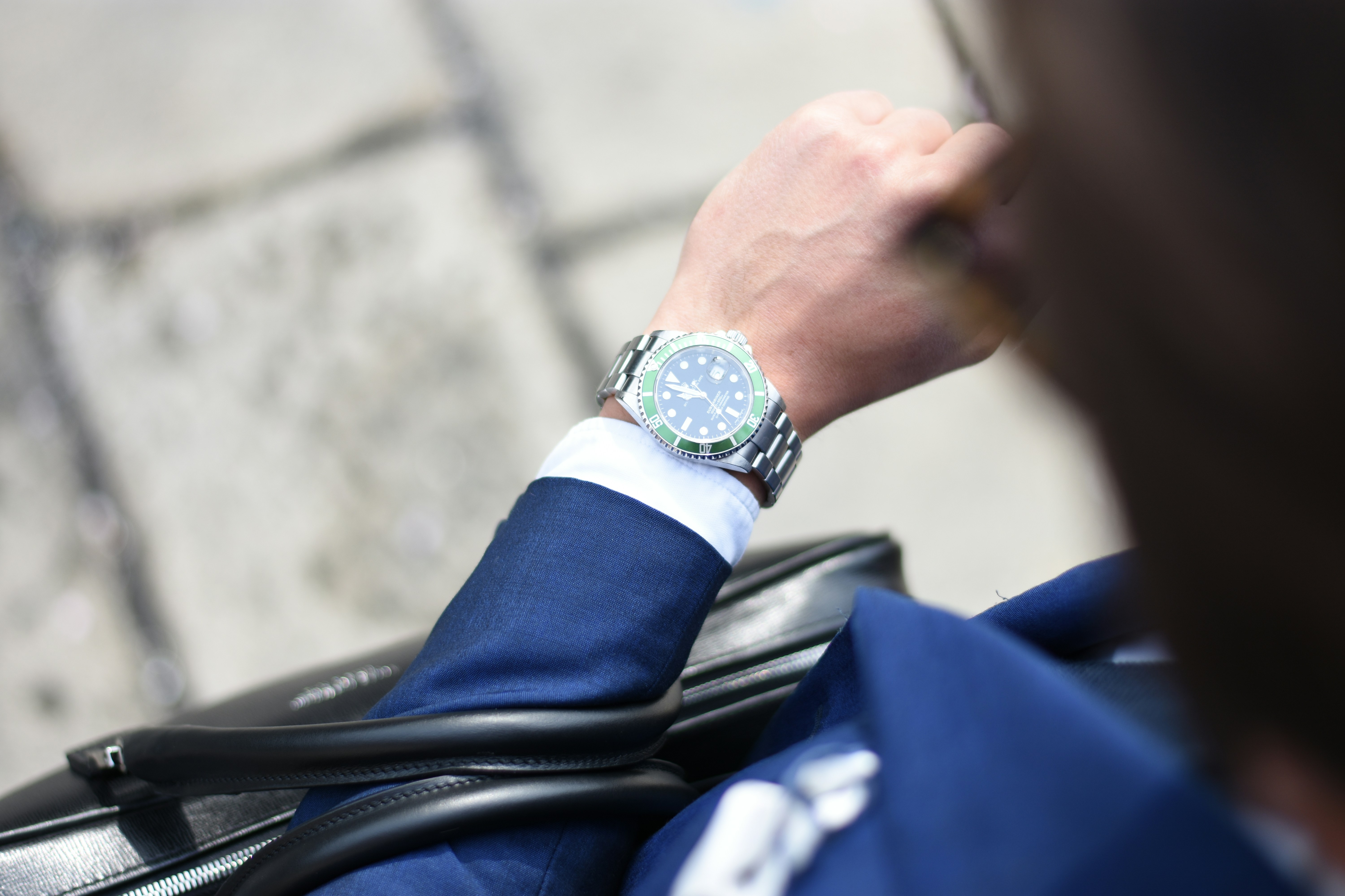 Person looking at watch, waiting Person looking at watch, waiting