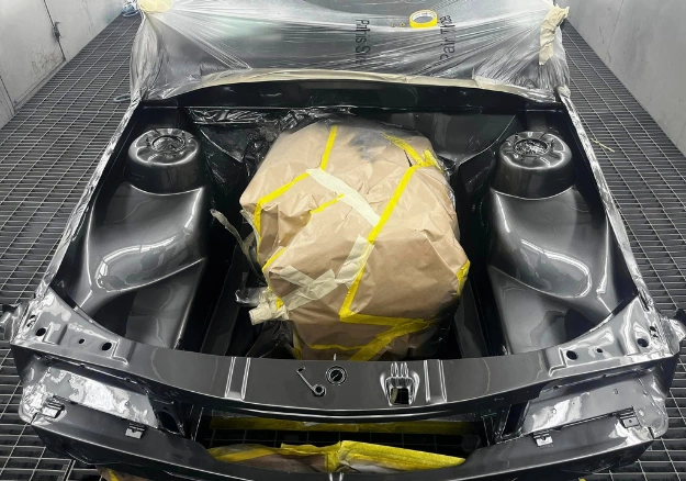 Classic car restoration project showcasing expert bodywork and paint refinishing