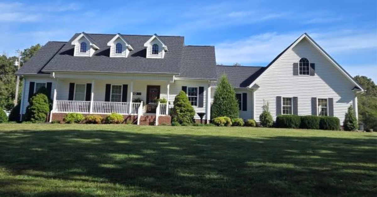 Completed roofing project on a brick ranch home in Western Kentucky
