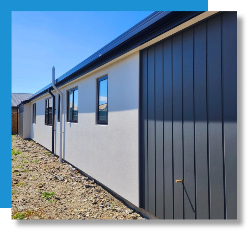 New residential home in Nelson with smooth exterior plaster finish using Resene-approved systems.