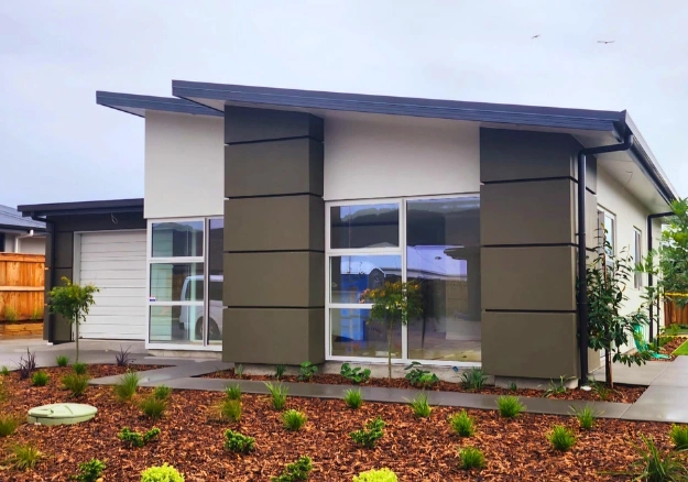 Professional exterior plastering work on a new build in Nelson.
