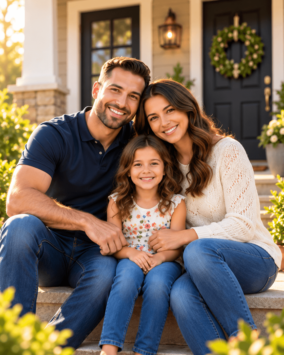 Happy family at their new home