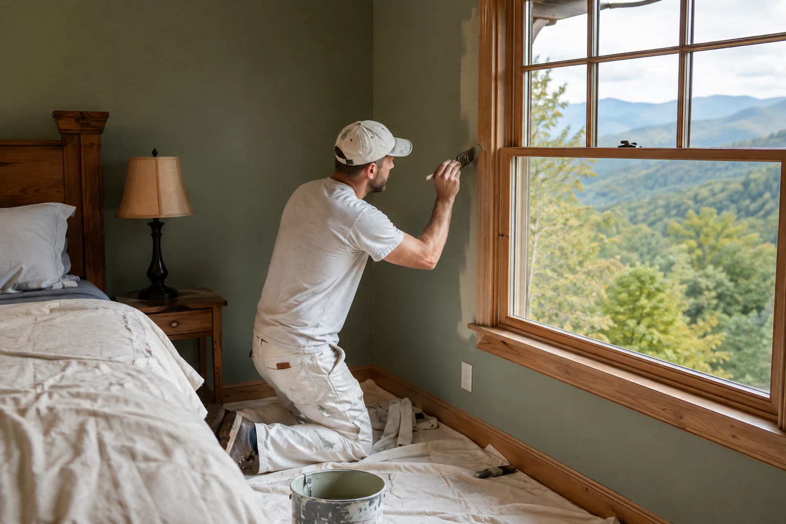 Smooth painted interior walls in an Asheville home