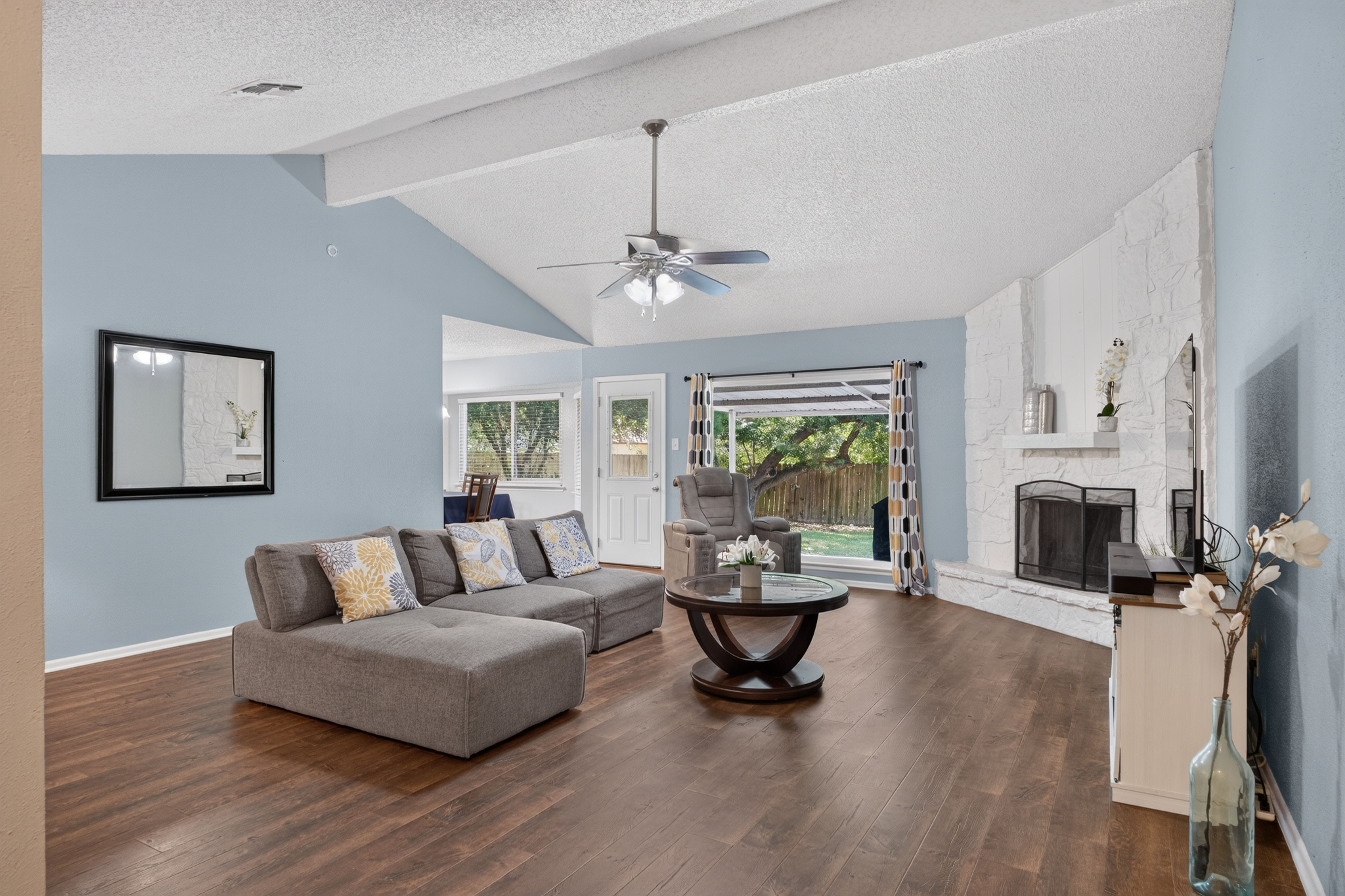 Bright residential room photographed for a real estate listing