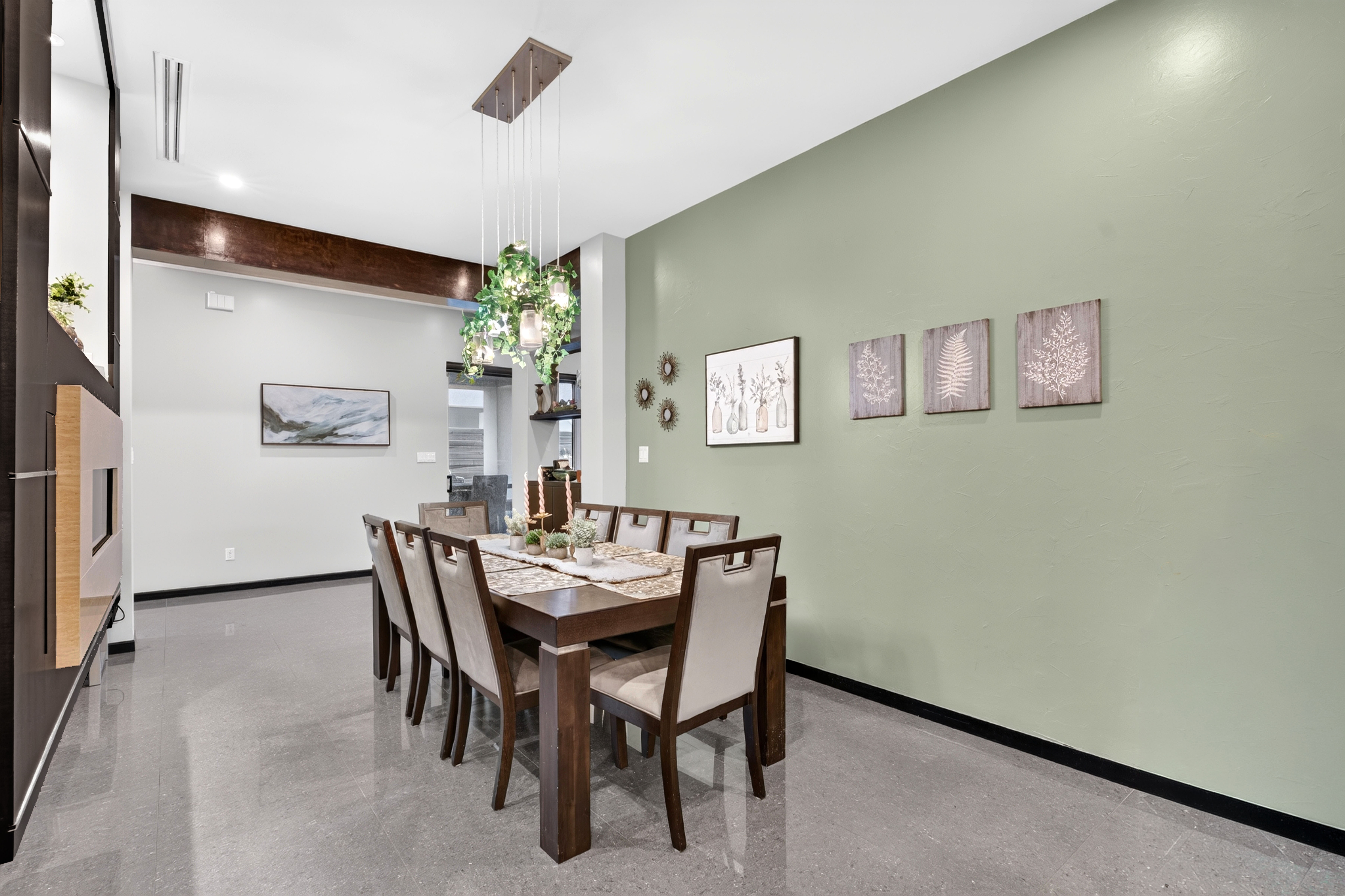 Symmetrical dining room photographed for a residential real estate listing